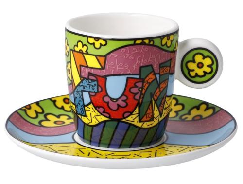 Retrouvez l’œuvre colorée du fantasque artiste brésilien Romero Britto à travers la large collection de pièces en porcelaine fine de la marque Goebel