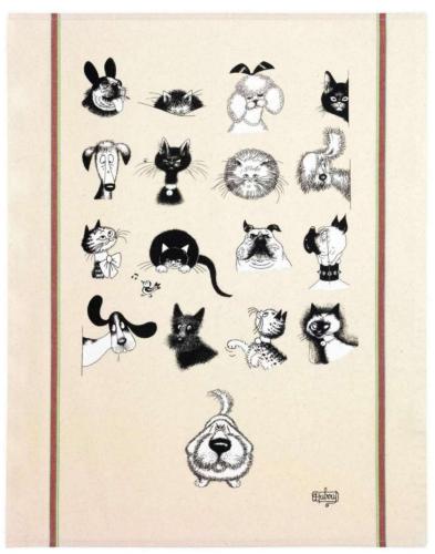 Une gamme de torchons en coton, fabriquée en France pour les amoureux des Chats de Dubout