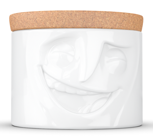 Cette Boite en Porcelaine avec couvercle en liège gardera vos denrées alimentaires avec le sourire !